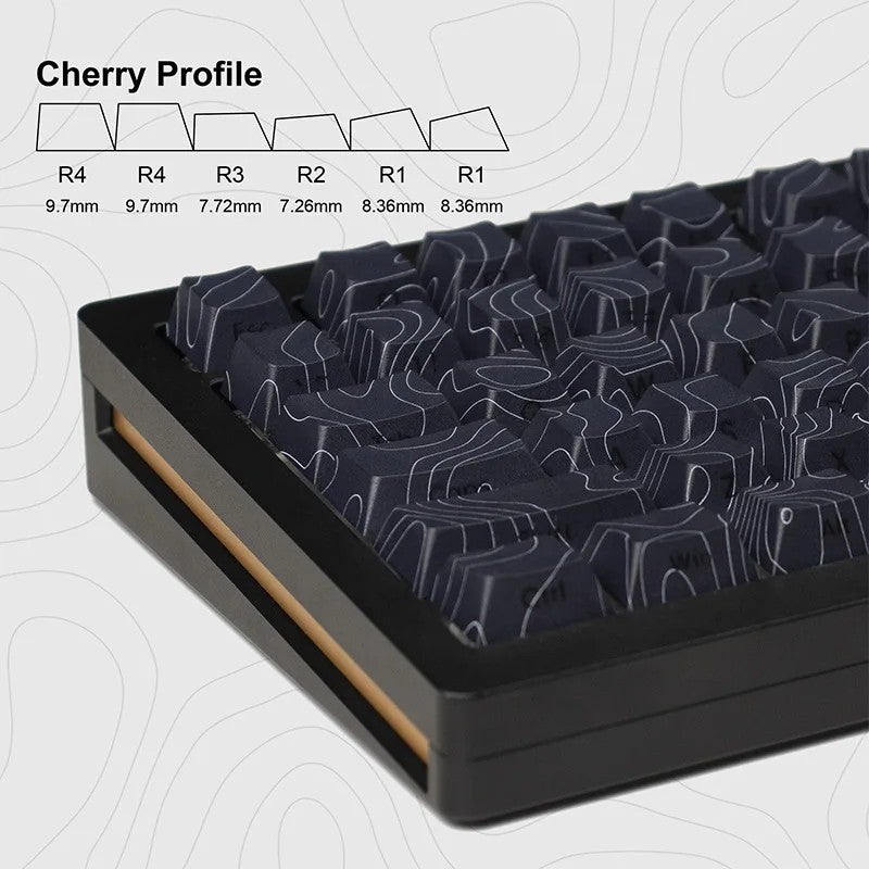 Y&D Cherry Profile Double Shot PBT Keycaps - 136 Keys Topography DYE-Sub Gaming Keyboard Keycap Set - Shine Side Print - Image 4